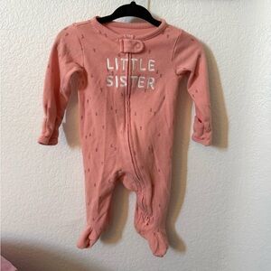 Carter's Pink "Little Sister" Footed One-Piece